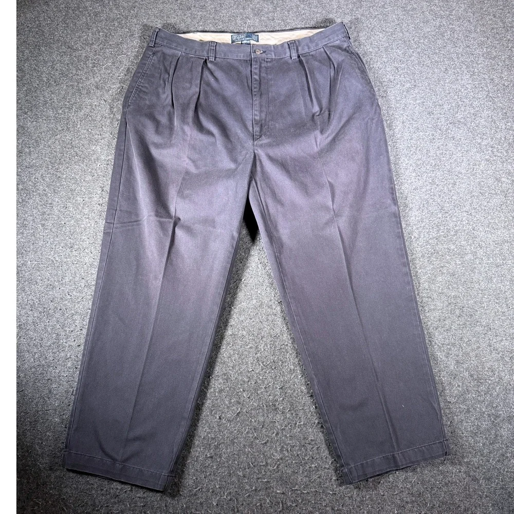 VTG Polo Ralph Lauren Andrew Pant Mens 40x29 Navy Pleated Classic Chino 40